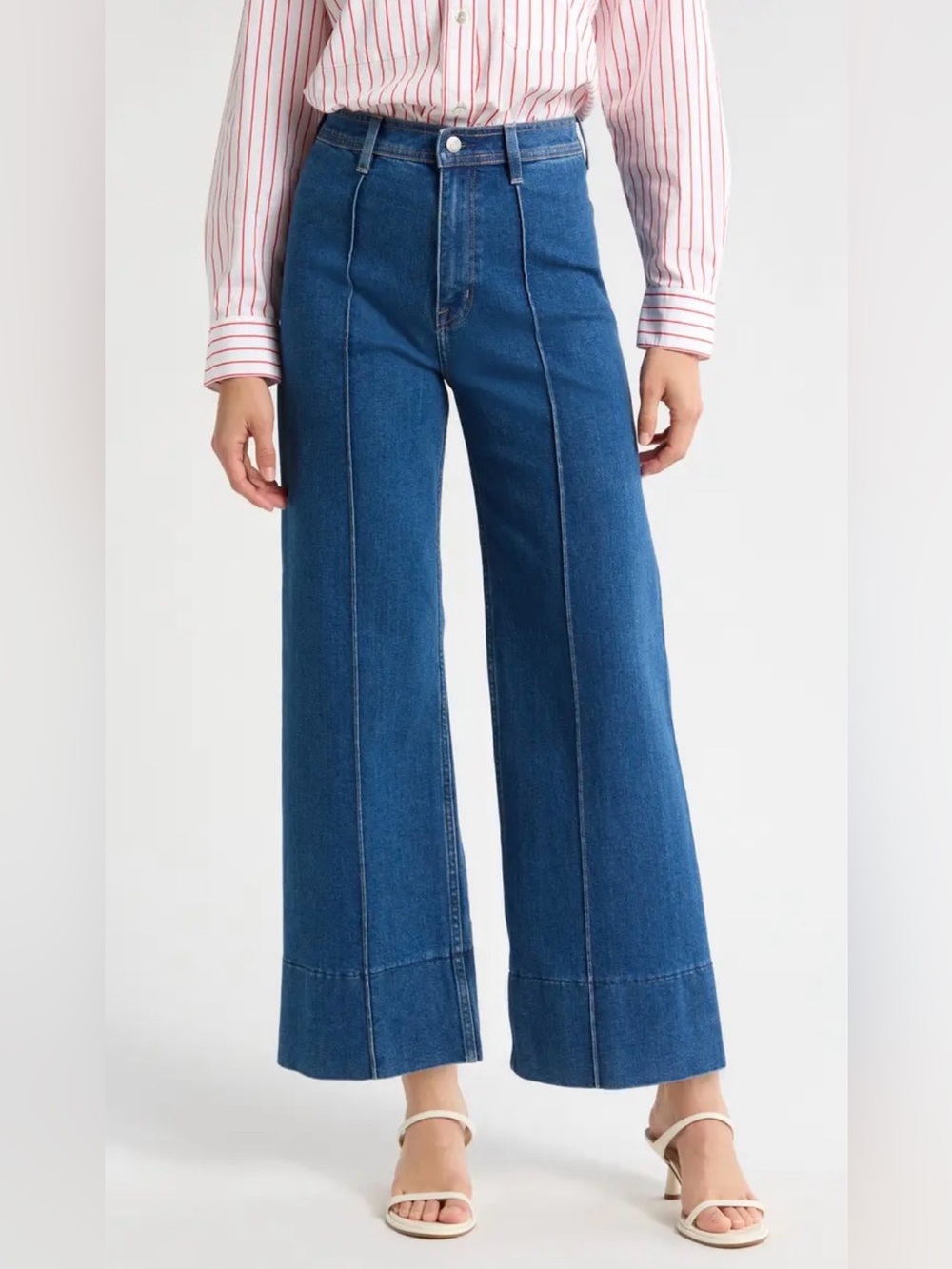 Pistola Penny Pintuck Wide Leg Denim Jeans Pants Ankle Jeans Seam Size 26 NWOT